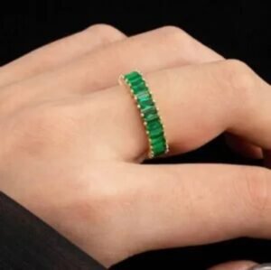 Elegant Gold-Plated Baguette Stone Adjustable Ring